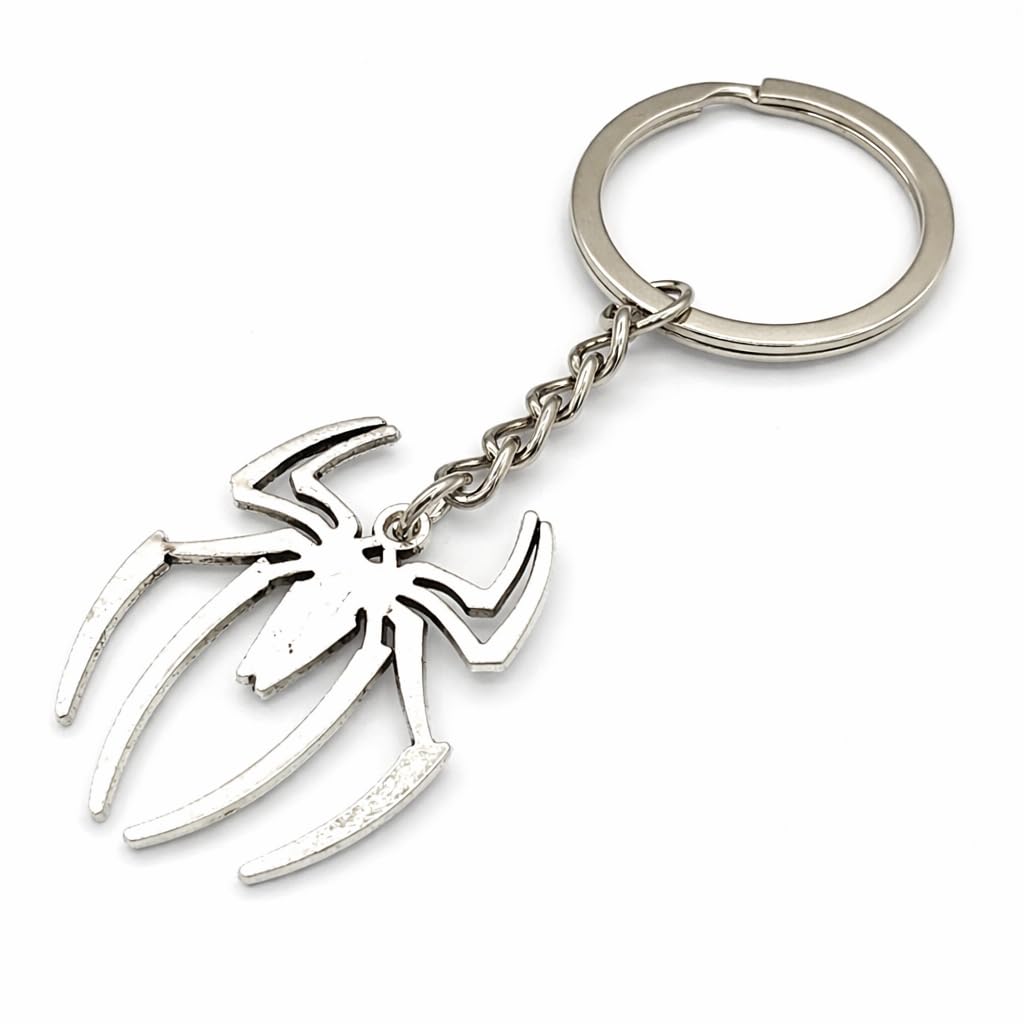 Promotech Superhero Spider Keyring - Silver Metal Keyring in Spider Design - Robust Fan Accessory for Children & Adults