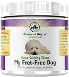 Paws of Kerry Calming Treats for Dogs Anxiety, Natural Hemp Oil for Dog Anxiety Relief, Dog Calming Aid for Separation Anxiety, Stress, Storms, Fireworks, Chewing & Barking 120 Soft Chews