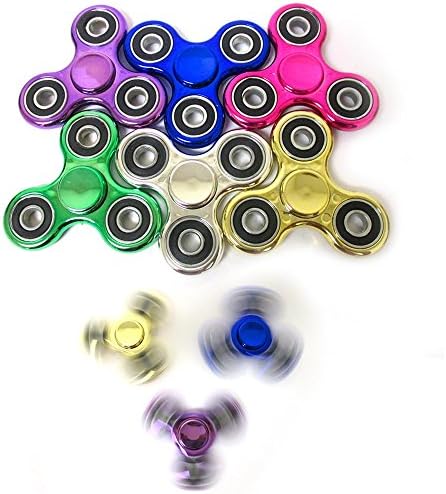 1 Metallic Tri-Spinner Fidget Toy Metal Ball EDC Hand Finger Spinner Focus ADHD