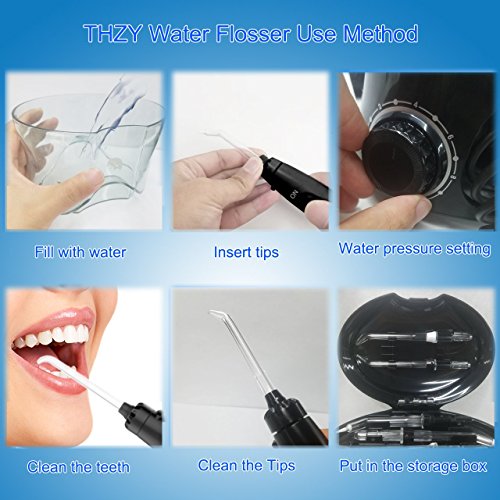 Water Flosser Teeth Cleaner, THZY 2018 Upgraded 600ML Electric Oral Irrigator Water Pick with 7 Interchangeable Nozzles For Braces, Implants, Bridges, 110-220V Global Voltage Black - Thumbnail 3