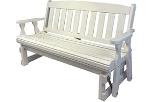 Amish Casual Heavy Duty 800 Lb Mission Pressure Treated Porch Glider (5 Foot, Semi-Solid White Stain)