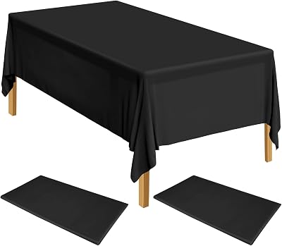 ELECLAND 2 Black Plastic Table Covers 137cm x 274cm Rectangle Tablecloth