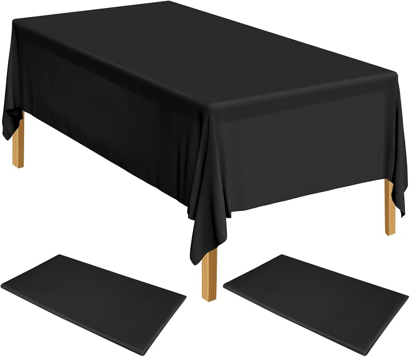 ELECLAND 2 Black Plastic Table Covers 137cm x 274cm Rectangle Tablecloth