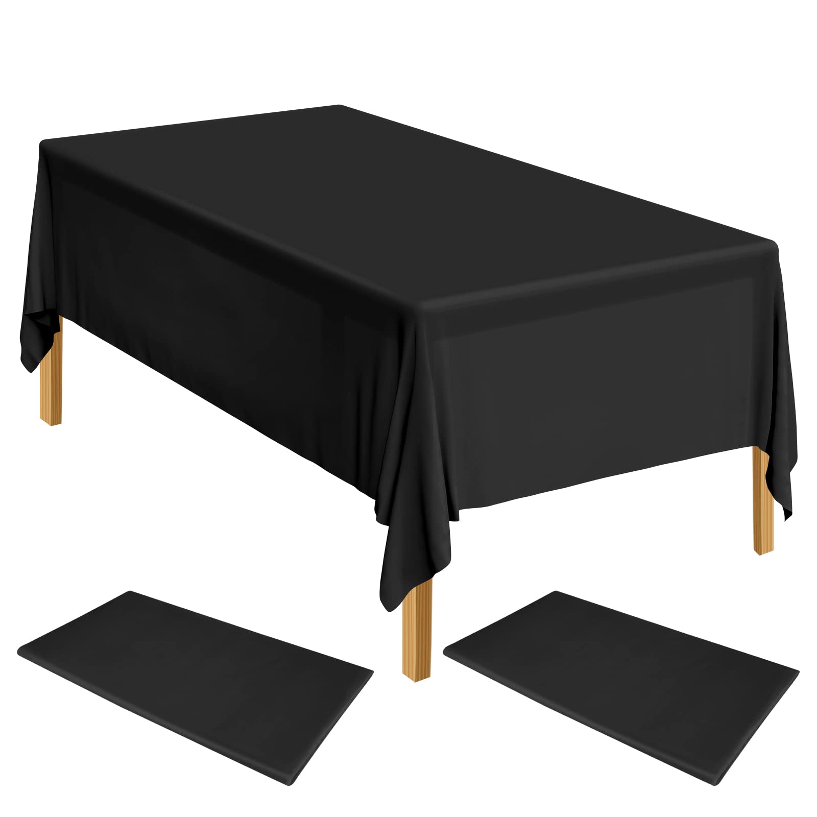 ELECLAND 2 Black Plastic Table Covers 137cm x 274cm Rectangle Tablecloth for Indoor/Outdoor Parties