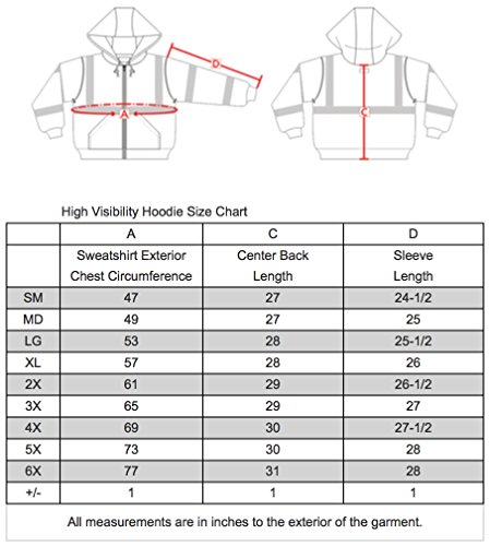 Brite Safety Style 5010 Hi Viz Sweatshirts for Men or Women | Safety Hi Vis Hoodie, 2-Tone Sweatshirt | Thermal Liner, Full Zip 16oz, with 3M Reflective Tape | ANSI 107 Class 3 (XL)