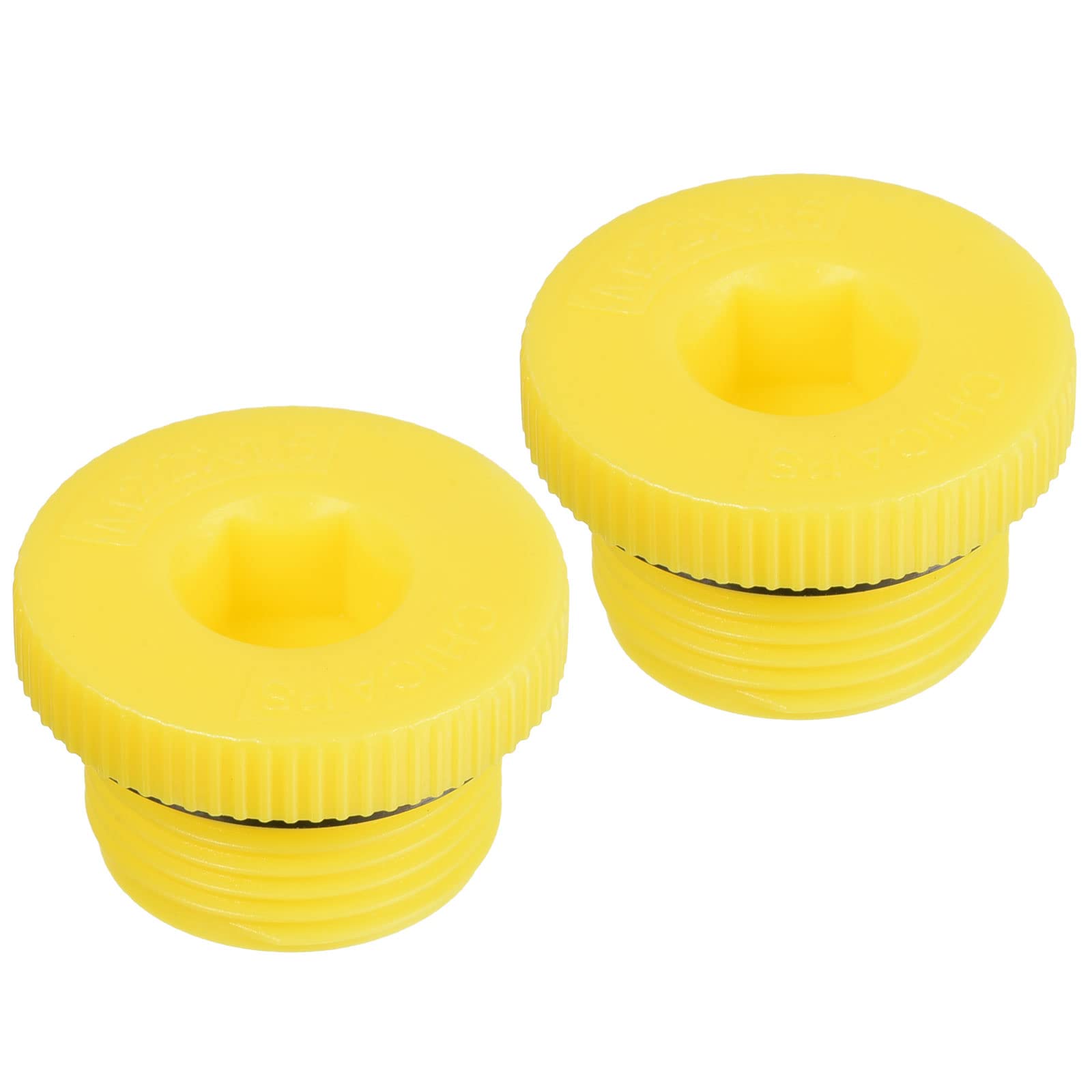 PATIKIL Hold Plugs M22x1.5, 2 Pack PP Plastic Male Threaded Hex Socket Sealing Screw End Cap, Yellow