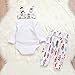 Astrill Mekilyn 3Pcs Baby Boy Girls Print Long Sleeve Letters Romper+Leaves Pant+Bunny Headband Winter Outfit (9-12 Months, White)