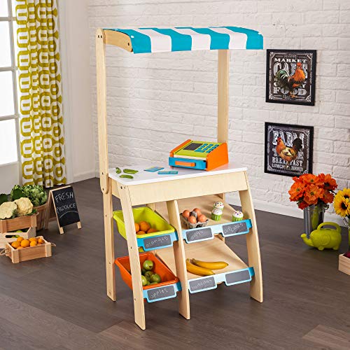KidKraft Holz 53017 Marktstand Grocery Marketplace, weiß, Gestreift, Bunt, 11.0000 – Bild 4