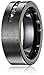 Sz 10.0 Men's Black Titanium Ring Wedding Engagement Band with 9 Large Channel Set Black CZ, 8mm