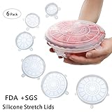 [Upgrade Version] Hwlove Silicone Stretch Lids, Silicone Bowl Cover,Food Storage Lids,Reusable and Durable,6 Pack of Various Sizes (Clear)
