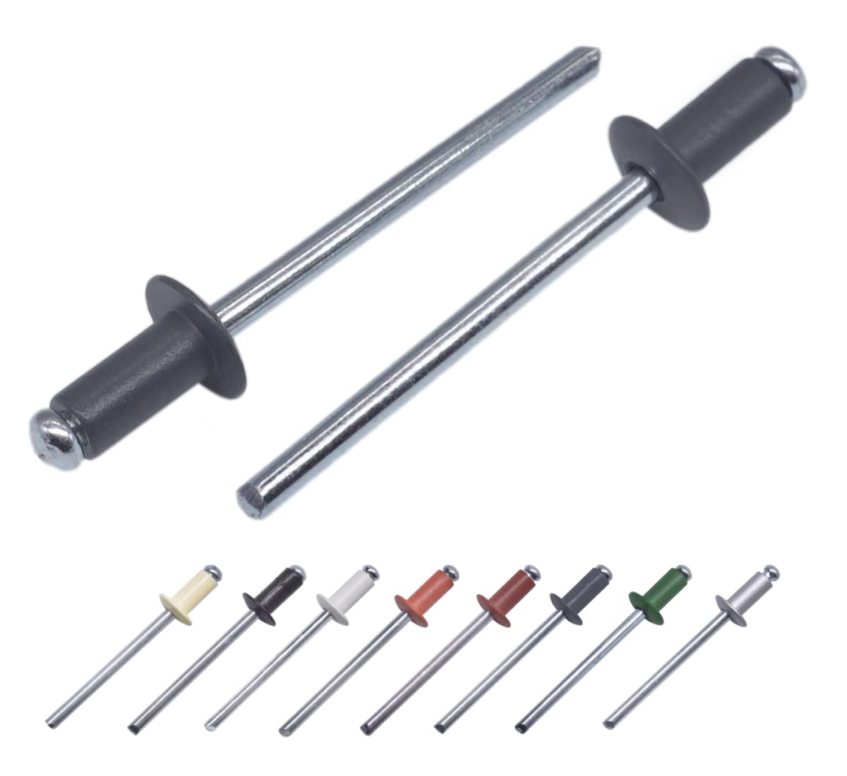 Marcopol (Pack of 100 pcs) Painted Blind Rivets 4.0 x 8 mm, Dome Head, DIN 7337, Aluminum Rivet and Steel Mandrel, Pop (100, Anthracite Grey RAL 7016)