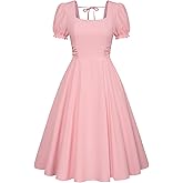 Belle Poque Vintage Dress for Women 2026 Summer 1950s Midi Cottagecore Dresses Square Neck Wedding Guest Cocktail Dress