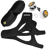 Anti Snoring Solution Devices by Matykos- Stop Snore and Waking the Whole House Right Now With Our Complete Aid Set | Cpap Chin Strap, 4 Size Silicone Nose Vents BONUS Sleep Eye Mask and 8 Ear Plugs