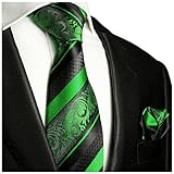 Green and Black Silk Tie and Pocket Square . Paul Malone Red Line