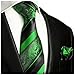 Green and Black Silk Tie and Pocket Square Paul Malone Red Line
