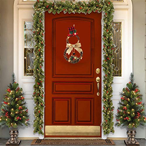 BiuBuy Lighted Christmas Wreath Decoration Battery Powered LED Wreath for Front Door Home Wall Decor and Party Décor (A)