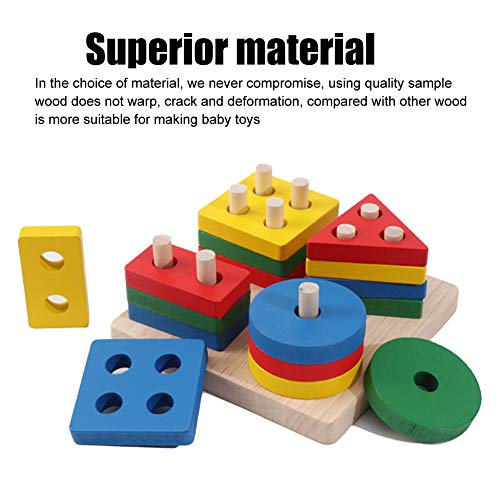 Shape Sorter, Wooden Stacking Educational Toy, Geometric Building Block