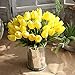 GTIDEA 20 Pack Artificial Tulip Flower Branch Latex Real Touch Fake Flores Wedding Bouquet Home Party Decor (Yellow)