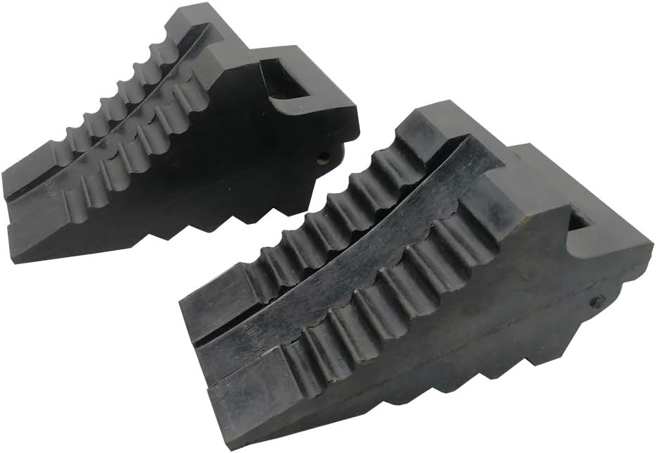 ROBLOCK Solid Rubber Wheel Chocks Heavy Duty Trailer Chock -2 Pack Black, 8.6" Long x 3.7 Wide x 4.7" High: Automotive