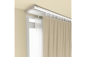 LBMBMO Silent Double Curtain Track Ceiling Mount 6'/8'/10'/12'/15', Wide 4" White Aluminum track Curtains Rail, Bedroom/Window/Hotel Drop Ceiling Curtains Tracks (without curtains & hooks) (Double, 8ft)