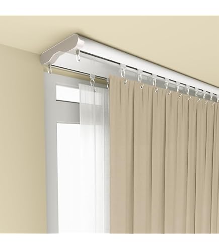 Tringle à rideaux silencieuse à rails à double rangée, très résistante, séparation de pièce pour salon, chambre à coucher ou hôpital, facile à installer au plafond (gris, 2,1 m