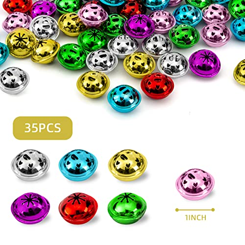 MCPINKY Valentine Craft Bells, 1 Inch Bulk DIY Heart-Shape Bells 7 Colors Bells for Gift Box Decor, Jewelry Making Supplies and Holiday Home Decorations