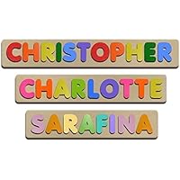 Bubble Fonts Personalized Wooden Name Puzzles Child's Name, Custom Made Puzzle From Wood Word