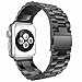 AWSTECH New 42mm Stainless Steel Bracelet Smart Watch Strap Replacement Watchband with Metal Folding Clasp for Apple Watch All Models Black