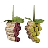 Kurt Adler Wooden Cork Grape Bunch Christmas Tree Ornaments (set of 2)