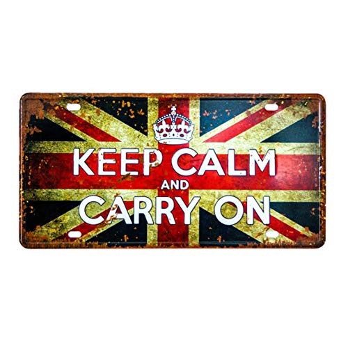 Ayiguri Vintage Feel Wall Decor Car Vehicle License Plate SPTE Souvenir Tinplate Metal Sign Poster Plaque 12 x 6 Inches (Keep Calm and Carry ON)