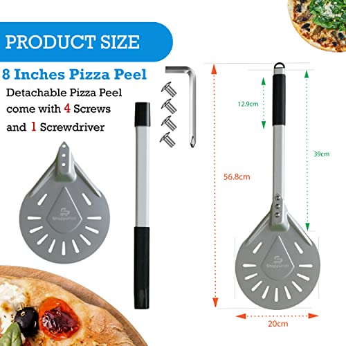ShoppeHall Aluminum Pizza Turning Peel 8 Inch Pizza Turner Spatula