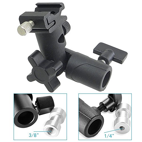 Camera Flash Speedlite Mount Stand and Umbrella Holder Mount 180°Swivel Light Stand E Type Light Bracket for Camera DSLR Nikon Canon Pentax Olympus and Other DSLR Flashes Studio Light LED Light - Thumbnail 5