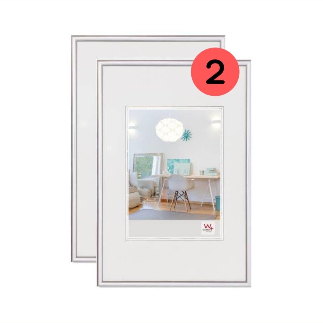 walther Design Picture Frame Silver 20 x 30 cm Twin Pack, New Lifestyle Plastic Frame KV030SD