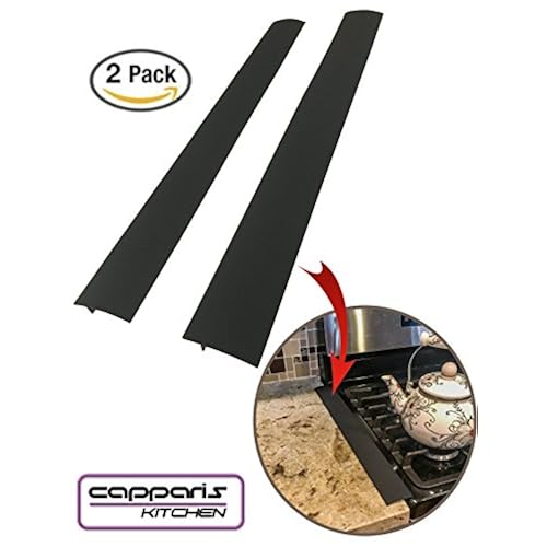 Capparis Kitchen Silicone Stove Counter Gap Cover, Easy Clean Heat Resistant Wide & Long Gap Filler, Seals Spills Between Counter, Stovetop, Oven, Washing Machine, Washer, Dryer, Set of 2 (Black) Appliances, Parts & Accessories, Range Parts & Accessories, Accessories