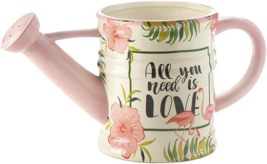 Summerfield Terrace Pink Flamingo Watering Can Outdoor Garden Flower Planters