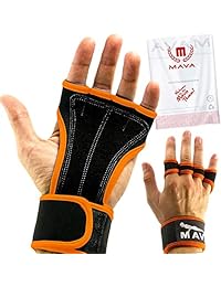 Mava Sports Leather Padding Gloves Cross Training Gloves with Wrist Support for WODs,Gym Workout,Weightlifting & Fitness-Leather Padding, No  uses-Suits Men & Women-Weight Lifting