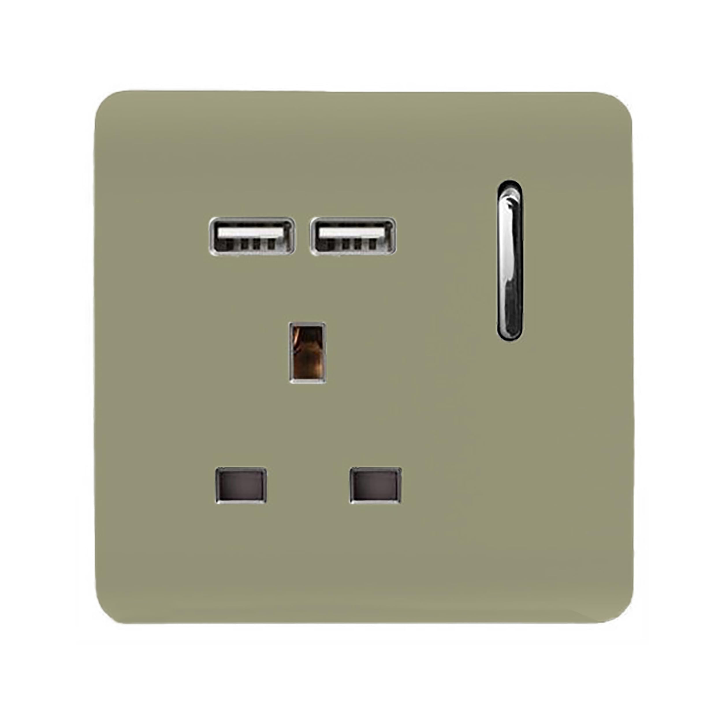 Trendi 1 Gang Artistic Modern Glossy 13 Amp 2 x 2.1mA USB Switched Tactile Plug Socket Gold