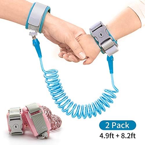 2 Packs of Anti Lost Wrist Link, Child Safety Wrist Leash for Kids and Toddlers with Key Lock