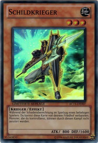 Amazon 遊戯王 ドイツ語版 Ac11 De007 Schildkrieger Shield Warrior シールド ウォリアー Limitierte Auflage Limited Edition スーパーレア トレカ 通販