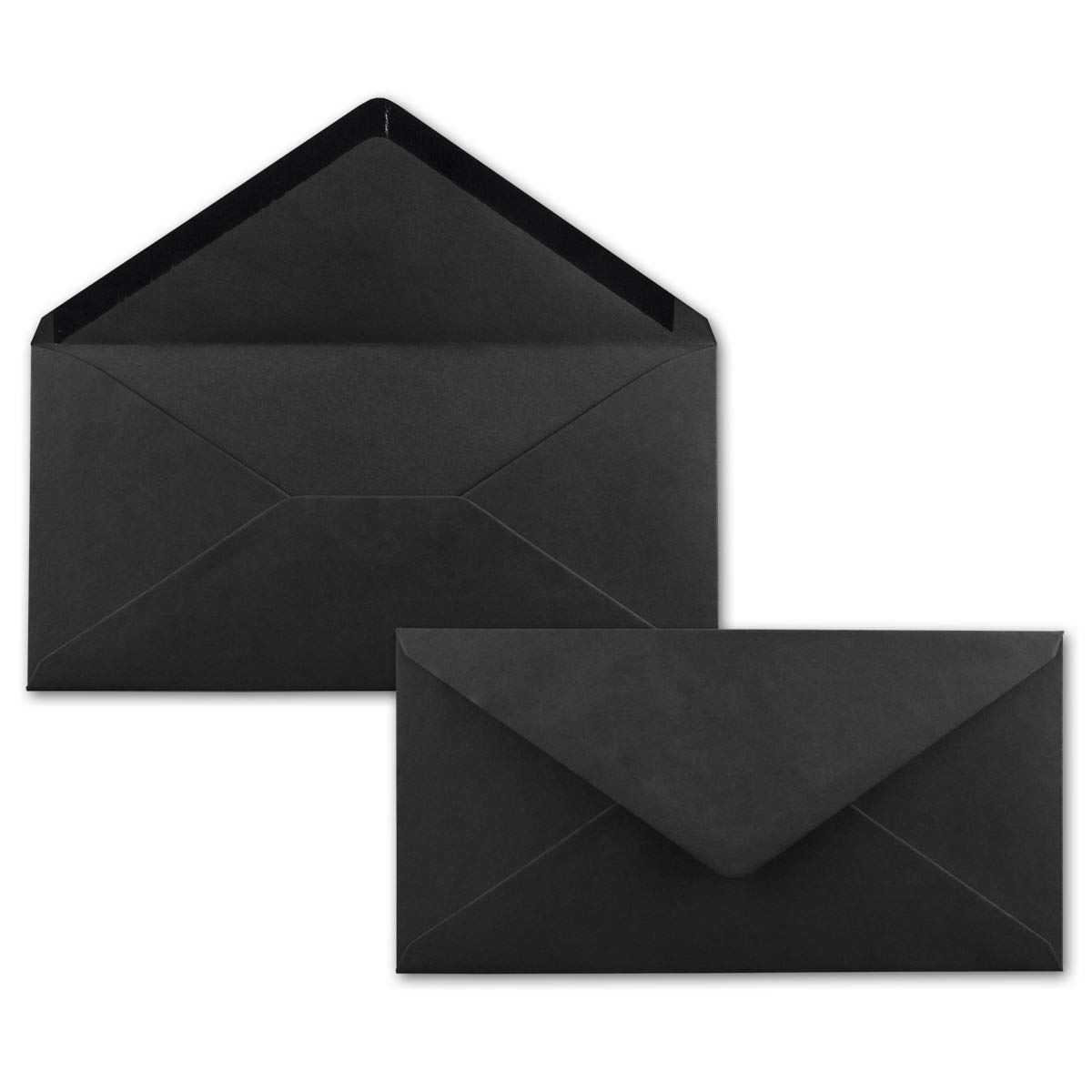 Gummed Envelopes | DL Format 110 x 220 mm | Completely Coloured Paper | Postal Envelopes Without Window | Ideal for Christmas, Greetings and Invitation Cards | FarbenFroh Series 75 Umschläge Black — image 1