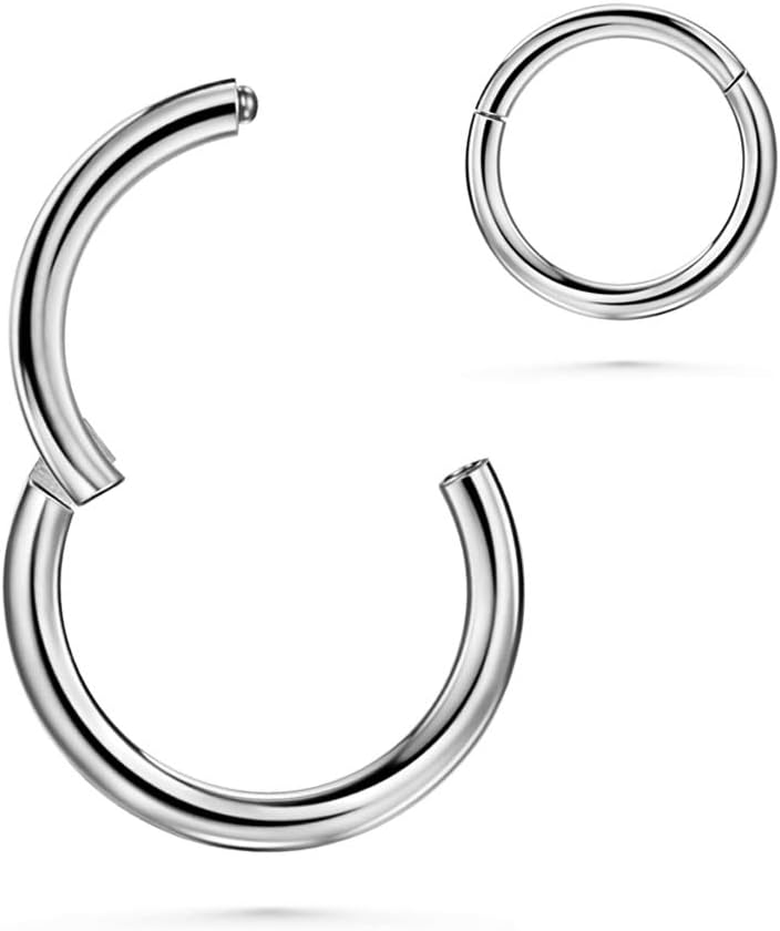 JOFUKIN 316L Surgical Steel Hinged Clicker Segment Septum, Lip Nose Hoop Ring, Helix Daith Cartilage Tragus Ring Body Piercing Jewelry Earring for Women Men