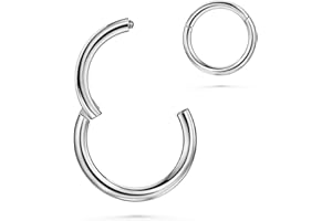 20G-18G-16G-14G-12G-10G 5/6/7/8/9/10/11/12/13/14/16mm 316l Surgical Steel Hinged Clicker Segment Septum Lip Nose Hoop Ring He