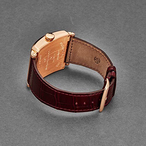 Franck-Muller-Womens-6000HSCDTCDR5NN-Master-Square-Silver-Dial-Colored-Numerals-Wine-Leather-Strap-18K-Rose-Gold-Swiss-Automatic-Watch