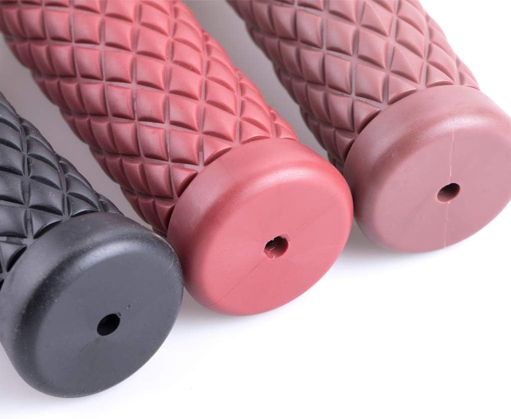 MRELC Motorcycle anti-slip rubber strip handle 7/8" 22mm 24mm motorcycle comfort Hand Handlebar Grip Thruster Grip for Harley Honda Triumph Yamaha Kawasaki CG125 CB400 (End Thruster Grip) red: Automotive