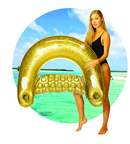 Poolcandy Glitter Sun Chair - A Gorgeous Gold Glitter Inflatable Pool Lounger (Gold) - Perfect for Swimming Pools, The Beach, a Lake or Even a River.