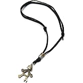 COOLSTEELANDBEYOND Steampunk Robot Pendant Antique Bronze Finish Leather Necklace for Men Adjustable Leather Cord