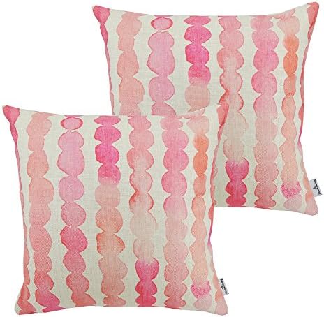 Thanksliving 2pcs Art Series Decorative Cotton Linen Blend PillowCase Cushion Cover 18 X 18 Inches/45 x 45 Cm , Pink Gradient