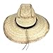 Mexican Palm Leaf Straw Lifeguard Sun Hat w/Chin Strap & Vented Crown