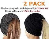 Ponytail Beanie Hats BeanieTail Womens Soft Stretch Cable Knit Messy High Bun Cap,2 Pack