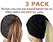 Ponytail Beanie Hats BeanieTail Womens Soft Stretch Cable Knit Messy High Bun Cap,2 Pack